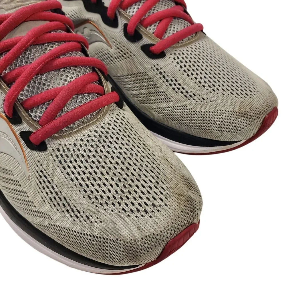 SAUCONY Shoes RIDE 14 Womens Size 10 Fog Gray Cherry Running Sneaker S10650-55